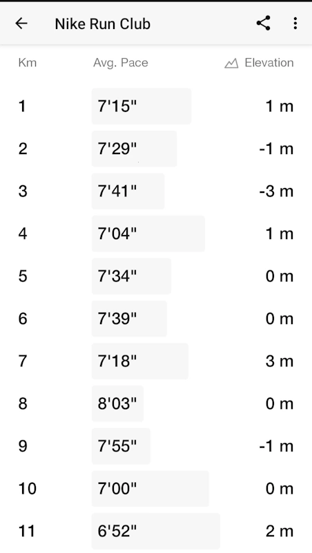 11 1km intervals with an average of under 7'30"