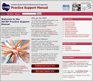 Homepage of the SDCEP Practice Support Manual 